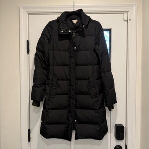 J. Crew Black Long Quilted Puffer Coat